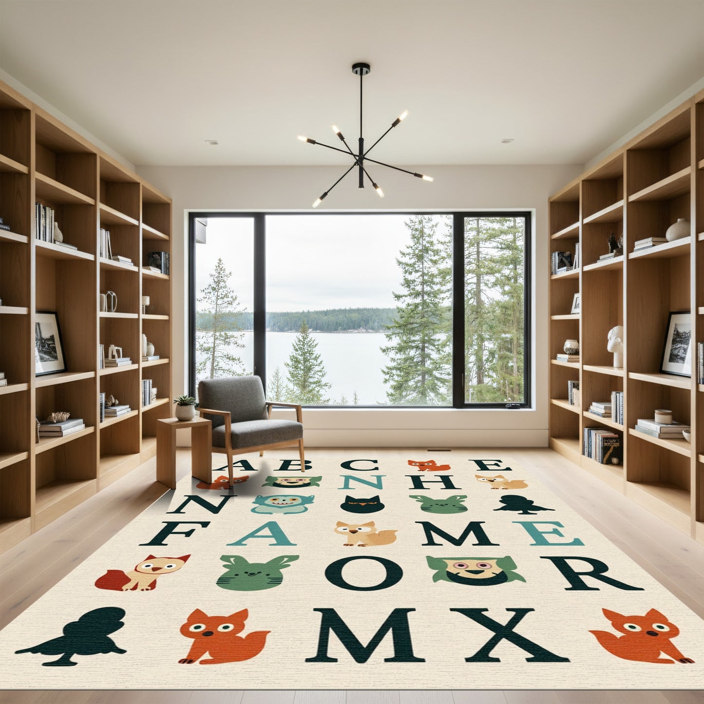 Alphabet Forest Creatures Print Rug