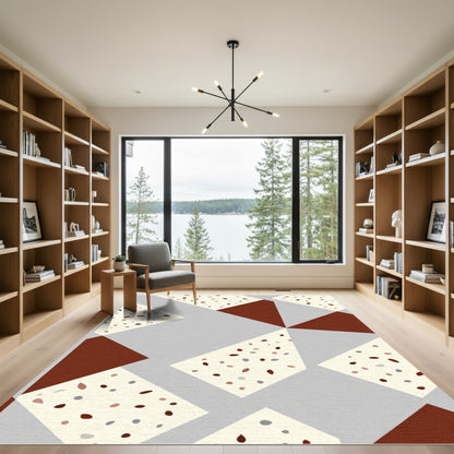 Terracotta Geometric Specks Medallion Rug