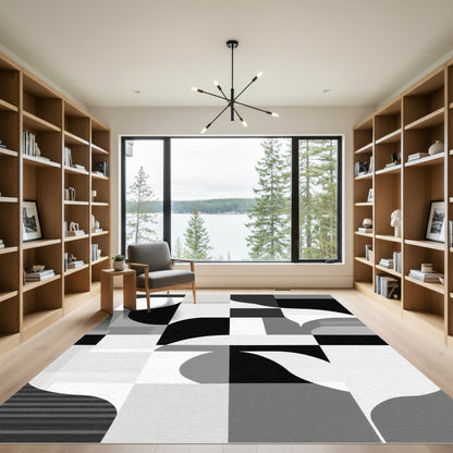 Monochromatic Geometric Abstract Shapes Rug
