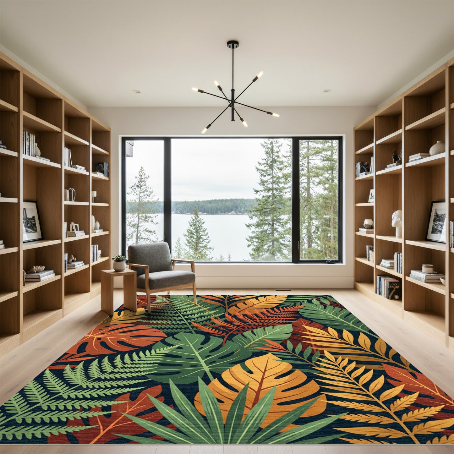 Vibrant Tropical Leaf Assortment Rug