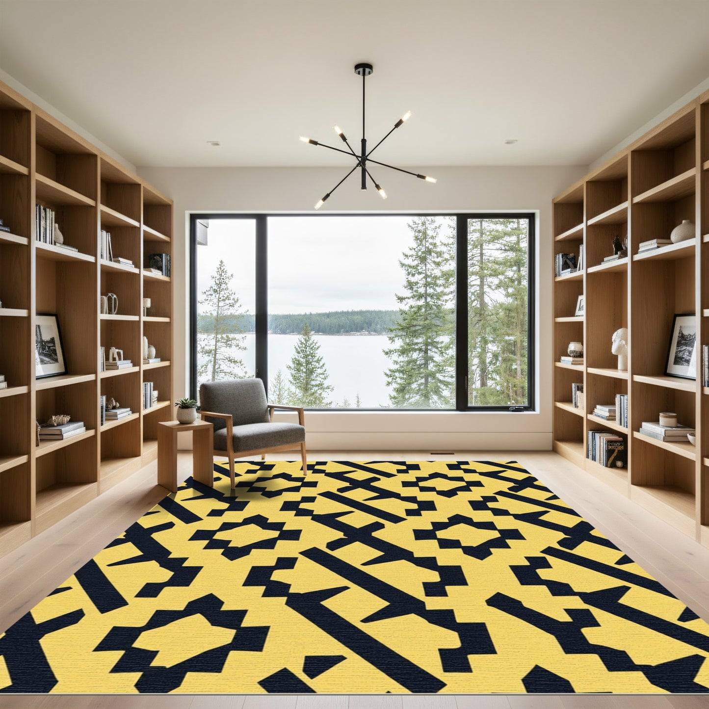 Bold Yellow Tribal Geometric Rug
