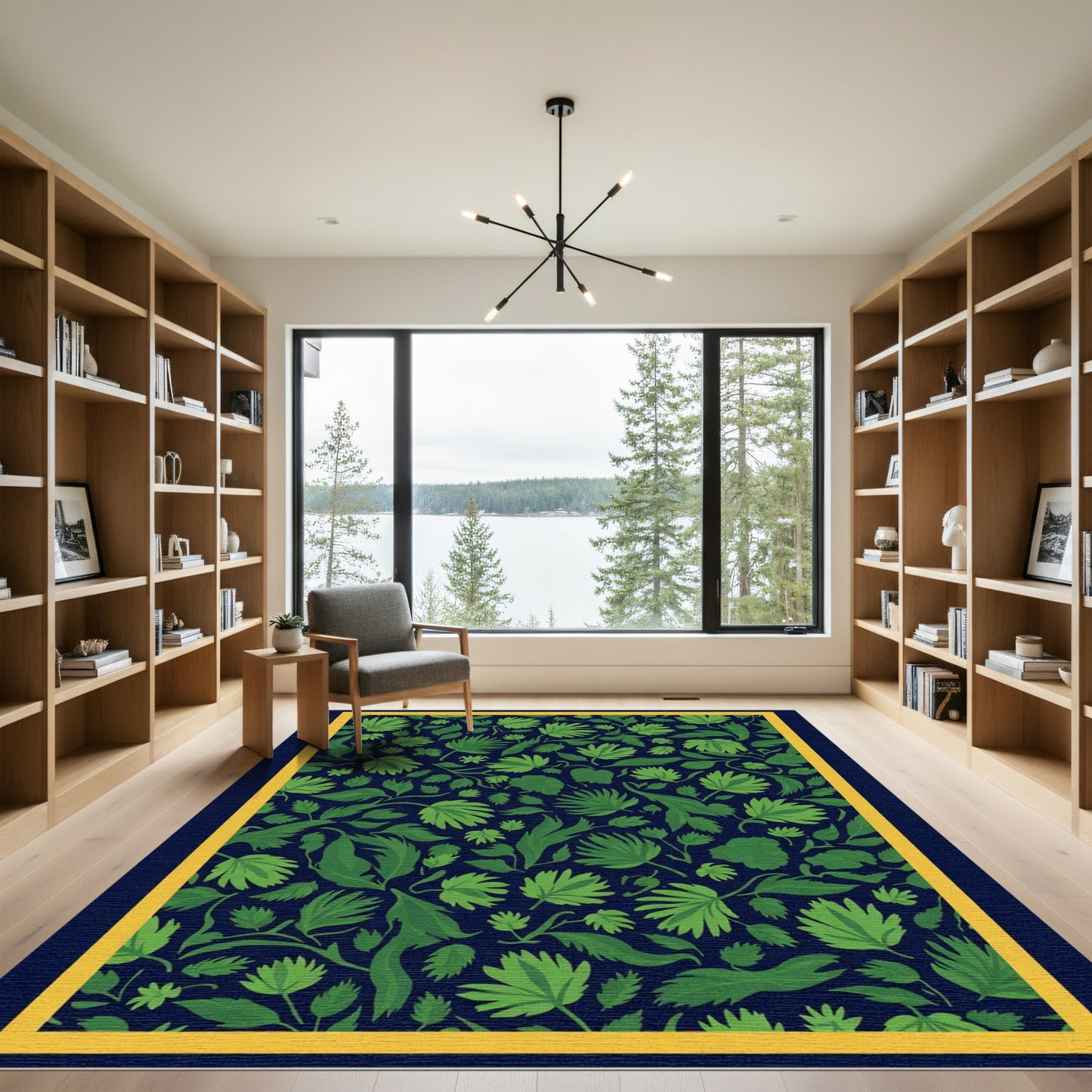 Verdant Vine Leaf Botanical Display Rug