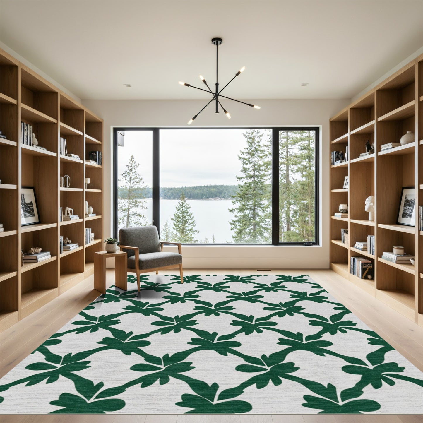 Emerald Green Lattice Leaf Rug