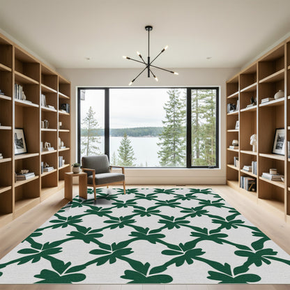 Emerald Green Lattice Leaf Rug