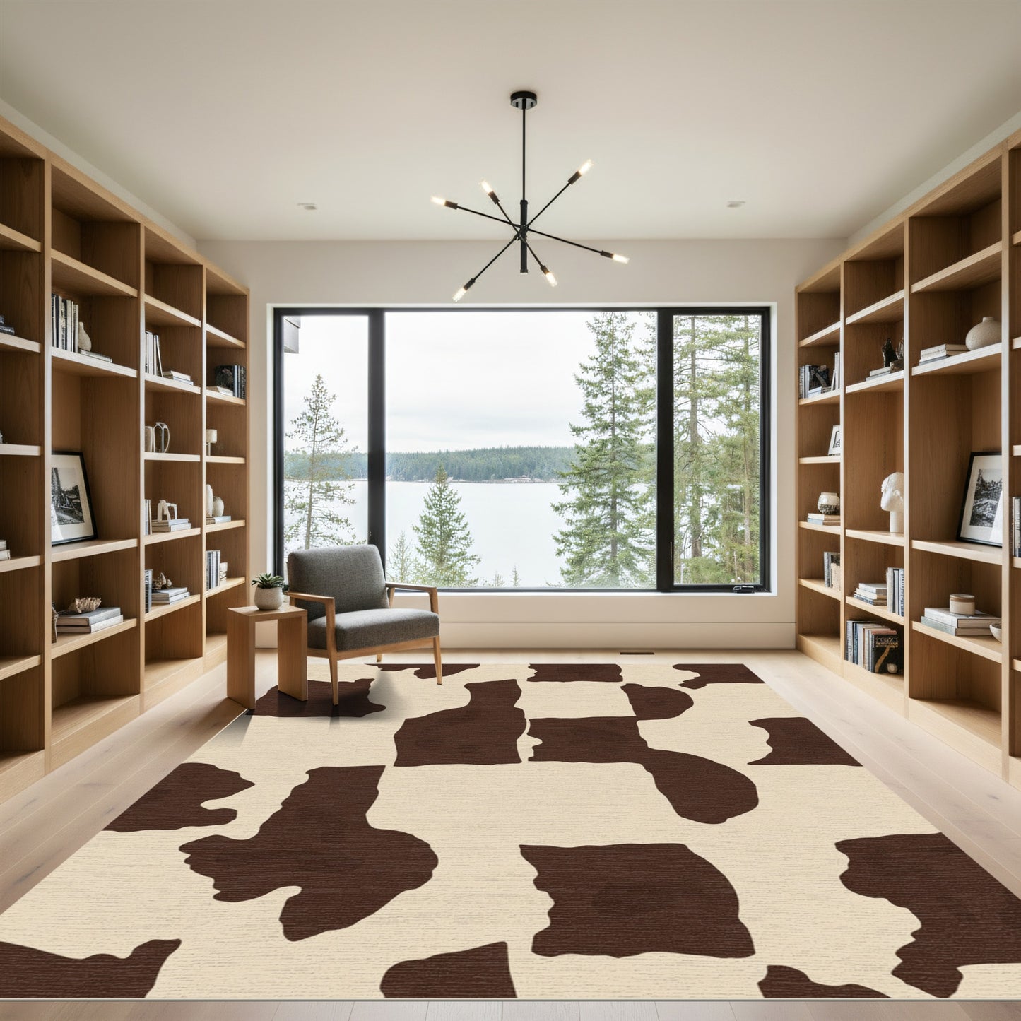 Brown Cream Abstract Cow Spots Rug