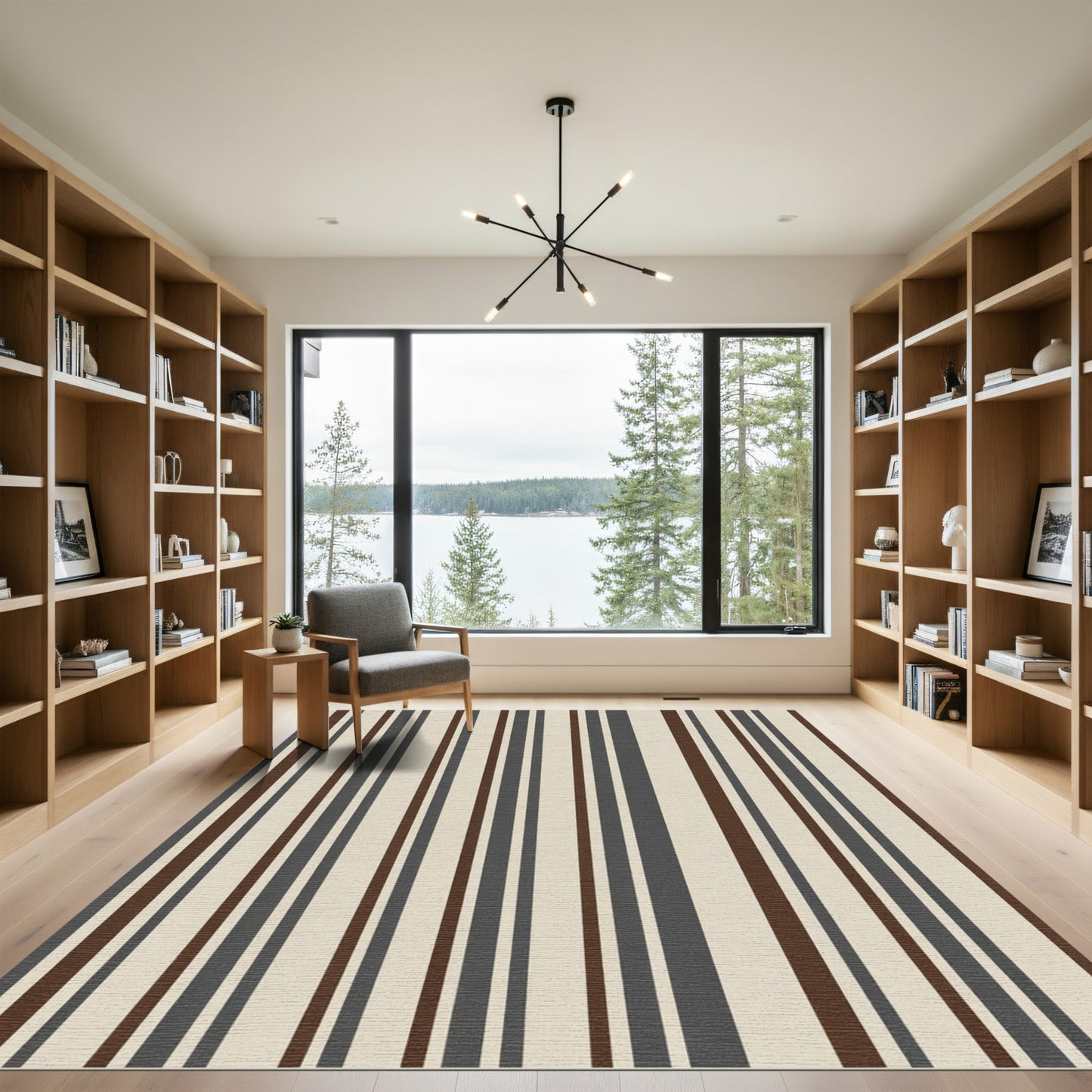 Earthy Taupe Gray Brown Stripes Rug