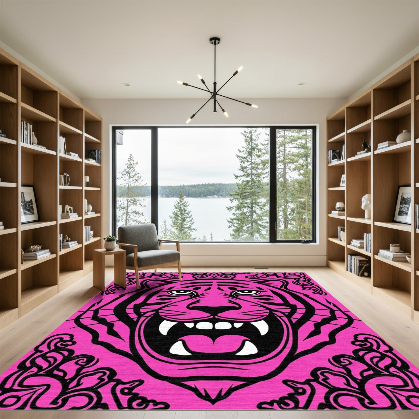 Fierce Pink Tiger Crowned Regal Roar Rug