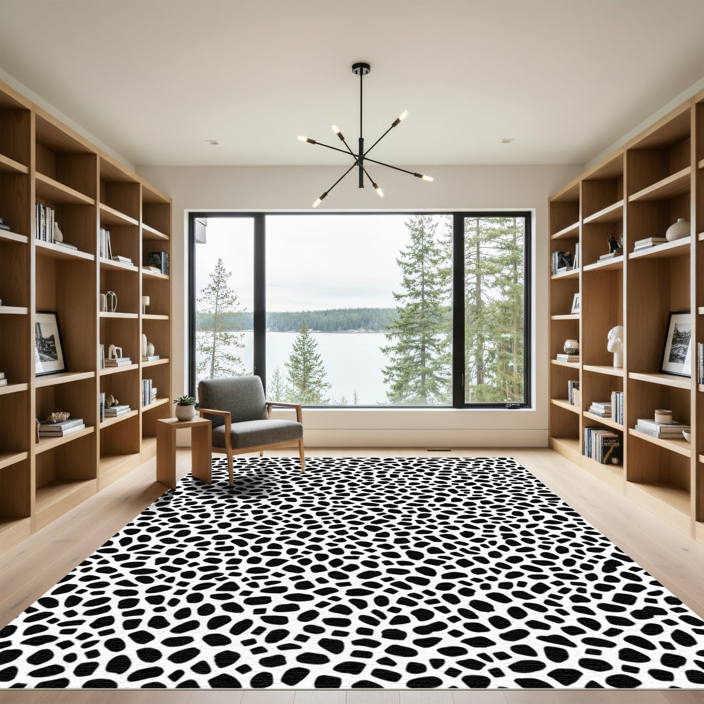 Black White Organic Spots Rug