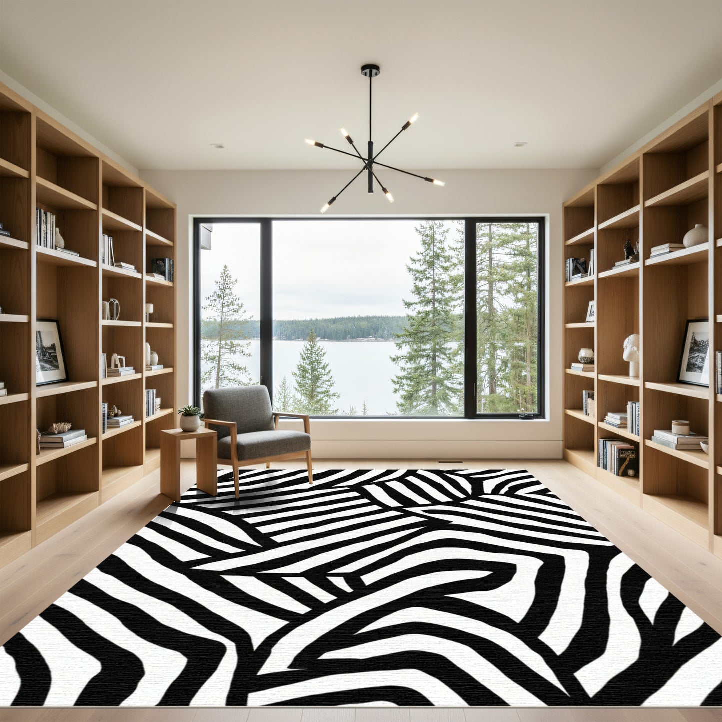 Chic Black White Zebra Stripes Rug