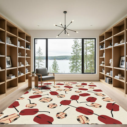 Red Beige Repeating Beaded Garland Rug