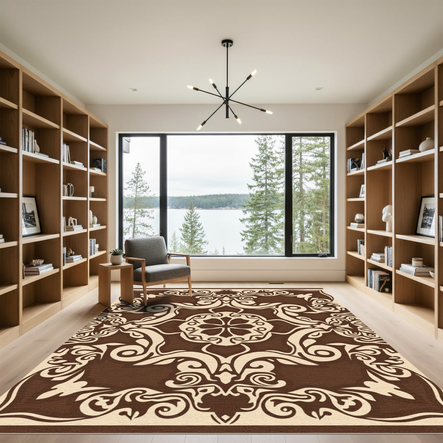 Rich Chocolate Scroll Medallion Rug