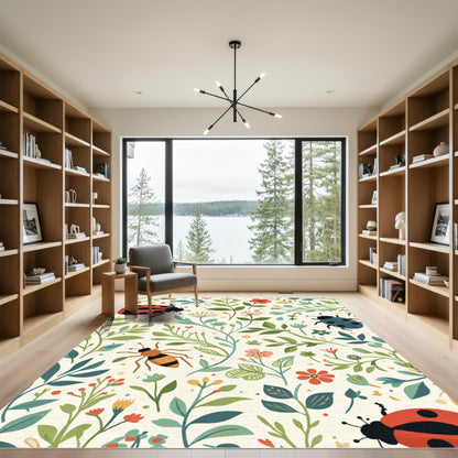 Whimsical Ladybugs and Bee Garden Rug
