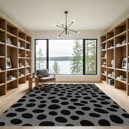 Gray Black Organic Blob Scatter Rug