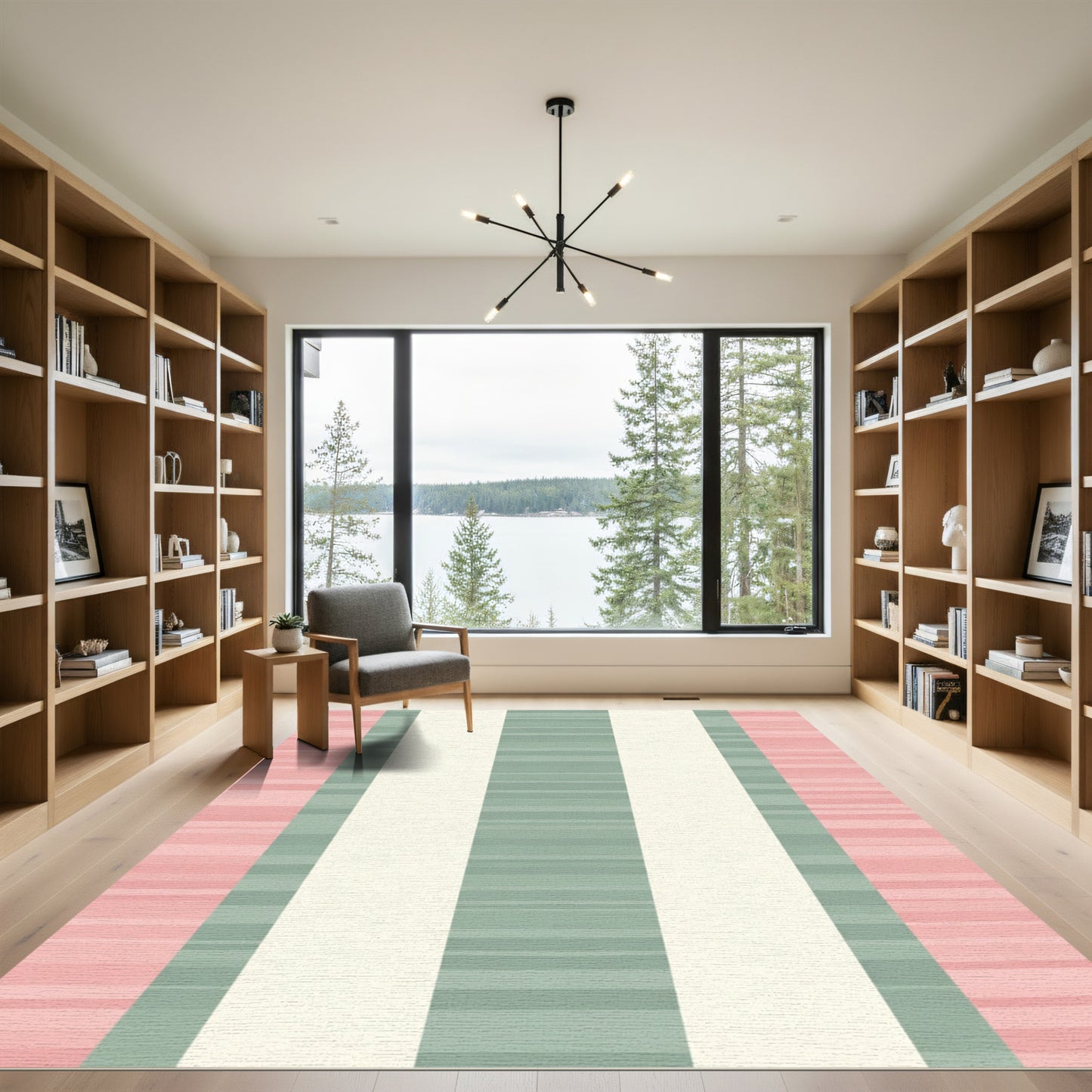 Pastel Pink Green Stripe Rug