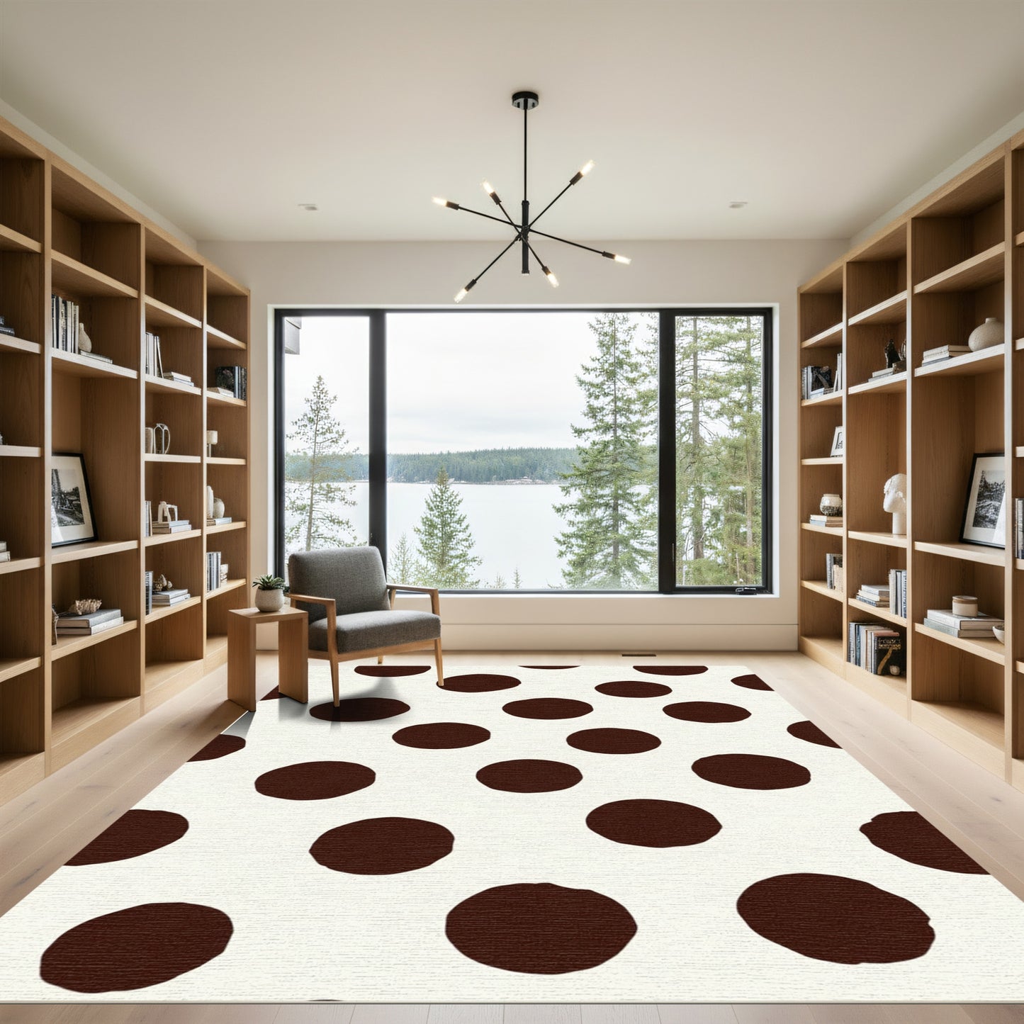 Chocolate Dot Scattered Circles Rug