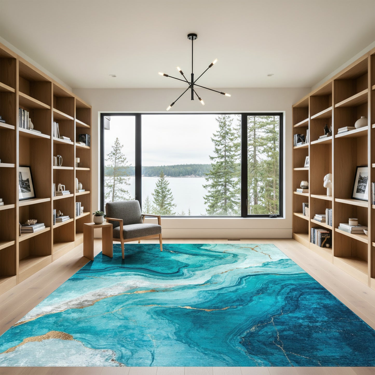 Teal Gold Vein Marble Rug