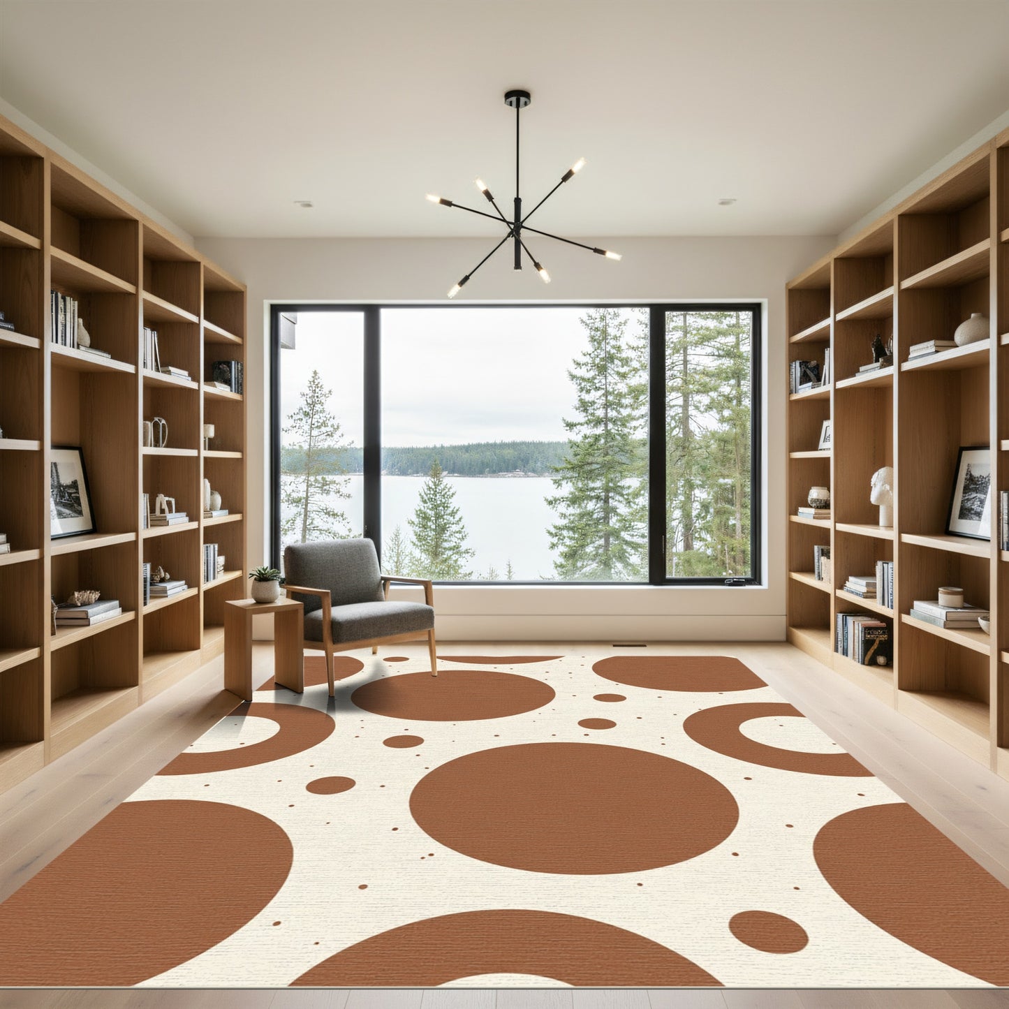 Brown Circles Dot Composition Rug