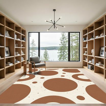 Brown Circles Dot Composition Rug