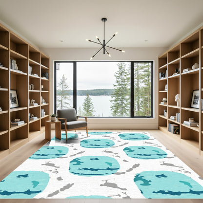 Aqua Blue Watercolor Circles Rug