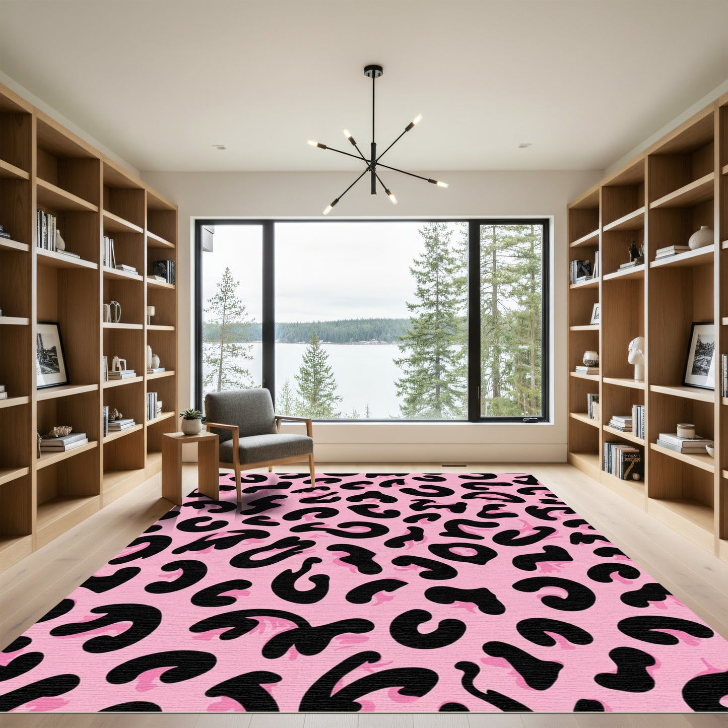 Pink Black Animal Spots Rug