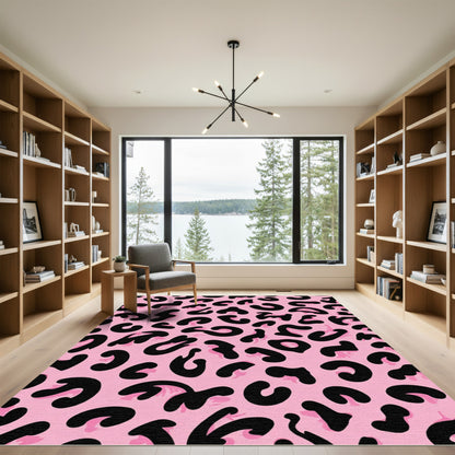 Pink Black Animal Spots Rug