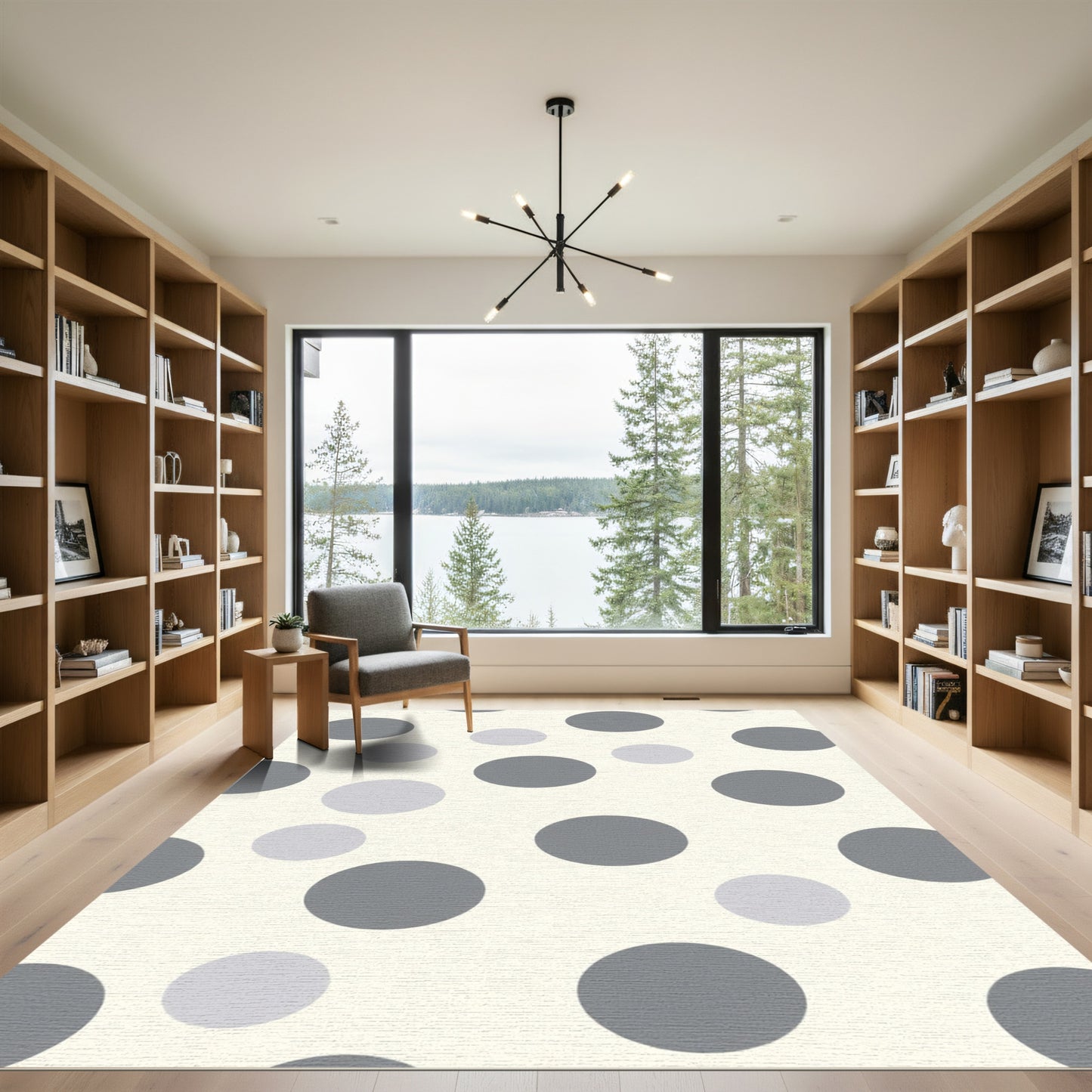 Gray Polka Dot Circles Rug