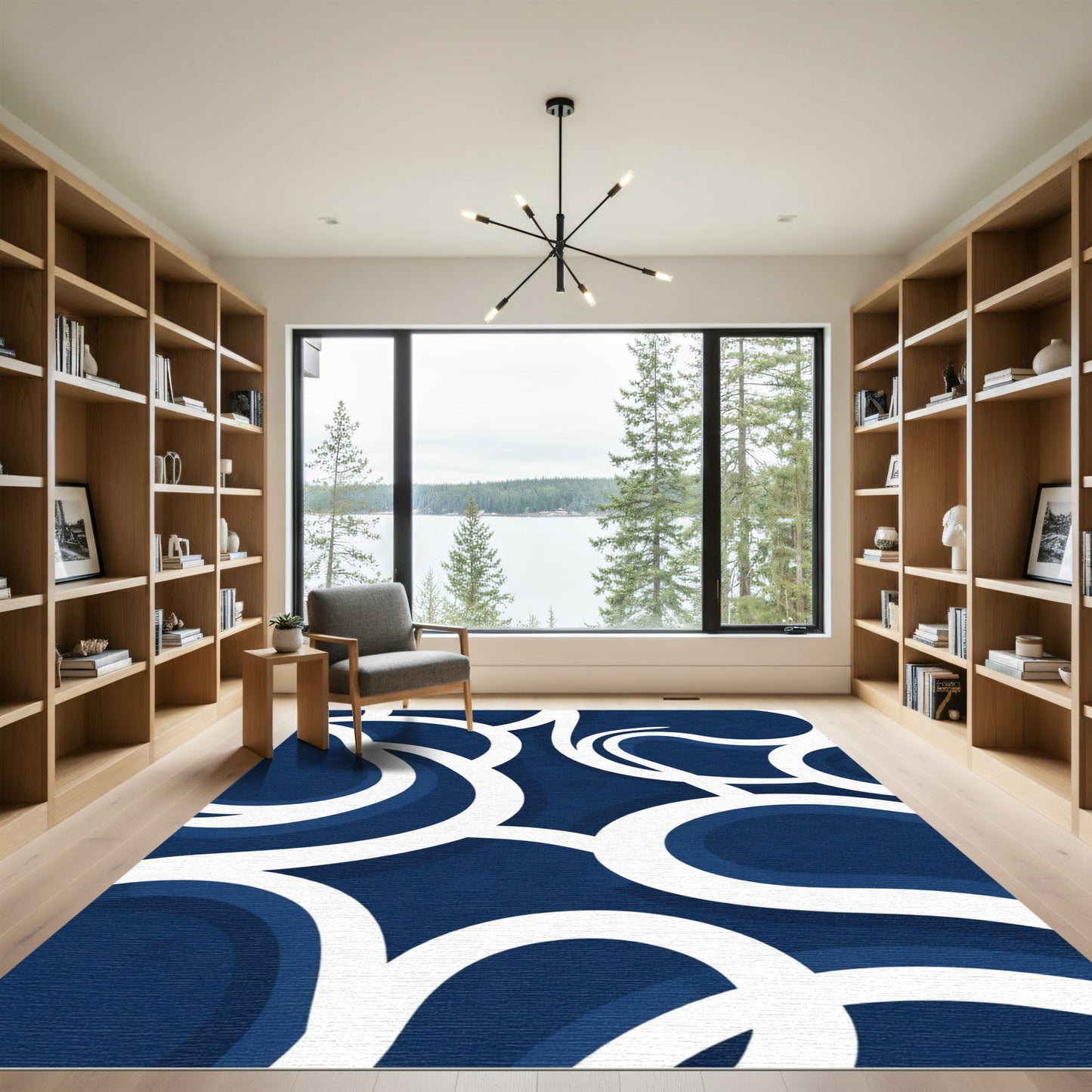 Classic Indigo White Organic Flow Rug