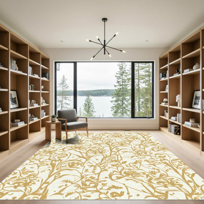 Golden Vine Floral Tapestry Rug