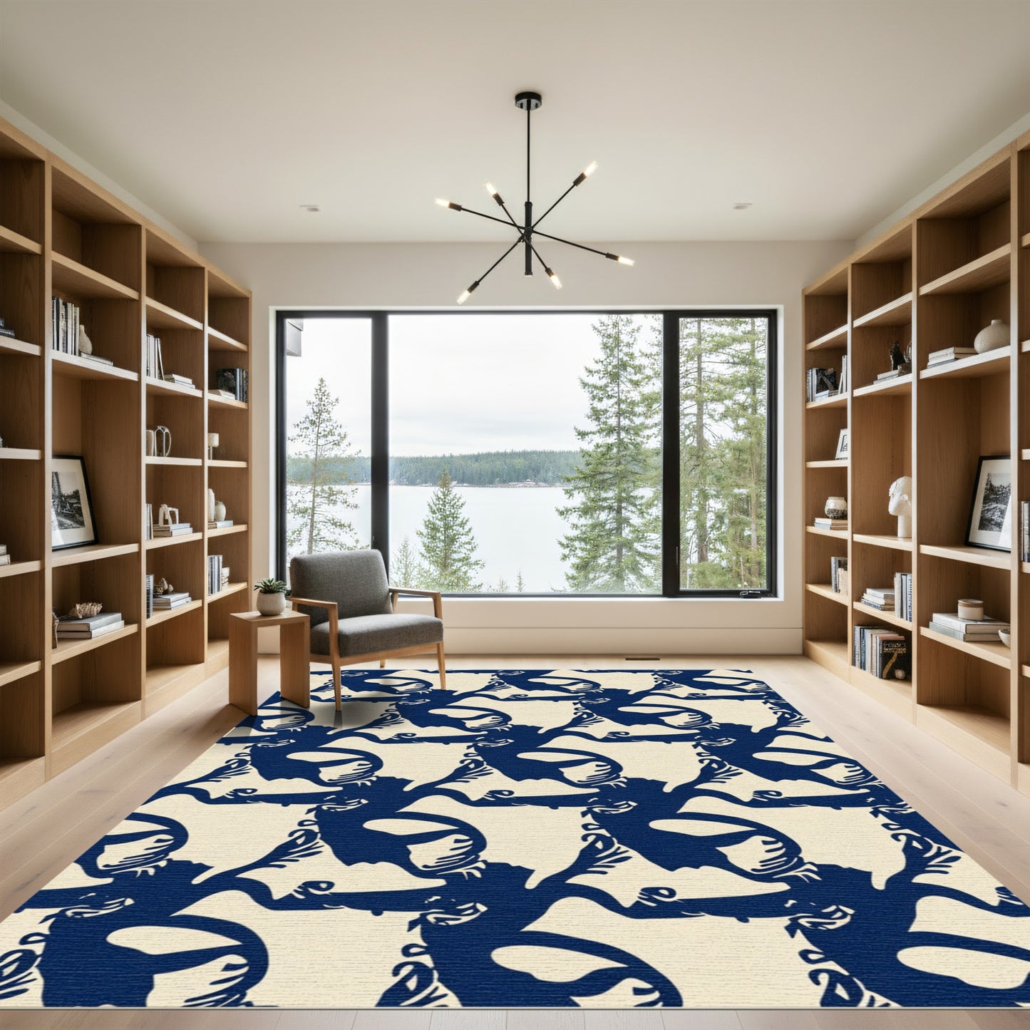 Indigo Figures Cream Tessellation Rug