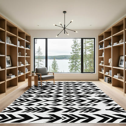 Black Chevrons Repeating Arrow Composition Rug