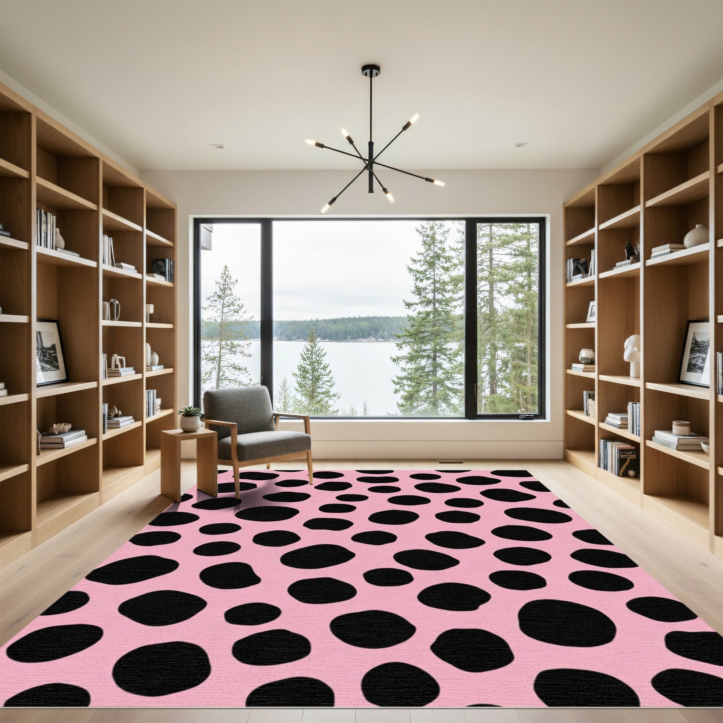 Pink Black Spotty Animal Hide Rug