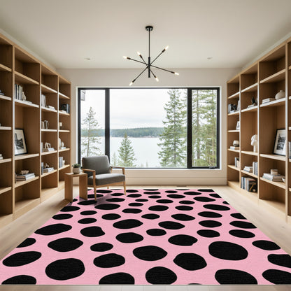 Pink Black Spotty Animal Hide Rug