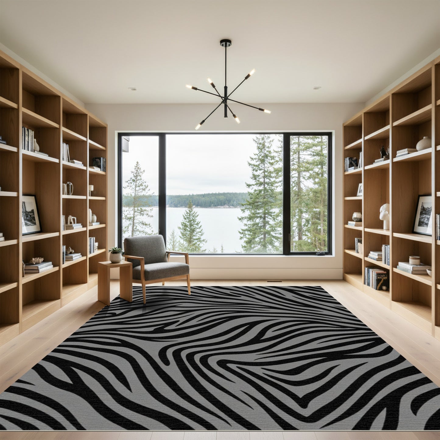 Monochromatic Animal Print Curves Rug