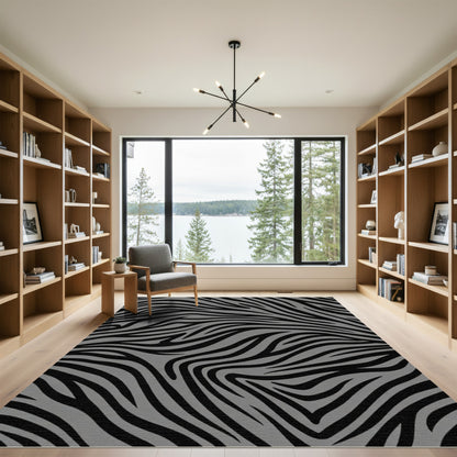 Monochromatic Animal Print Curves Rug