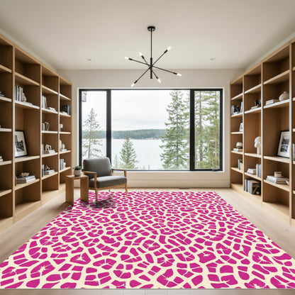 Vibrant Pink Cracked Cell Organic Rug