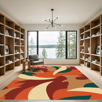 Abstract Earthentone Swirl Organic Form Rug