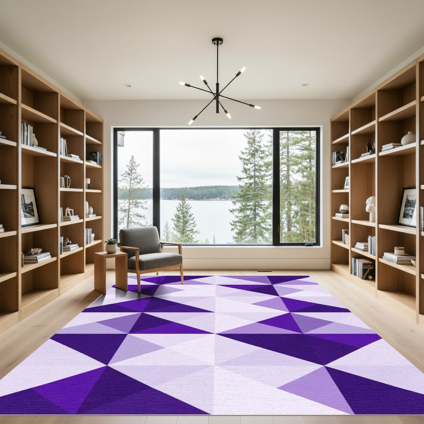 Gradient Purple Geometric Diamond Weave Rug