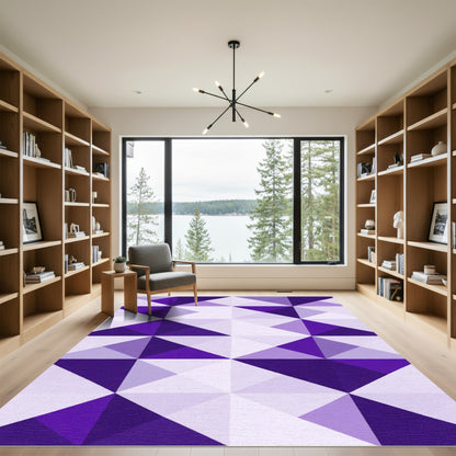 Gradient Purple Geometric Diamond Weave Rug