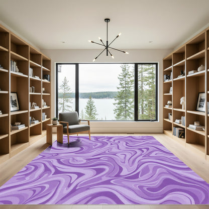 Amethyst Swirl Abstract Fluid Rug