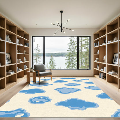 Blue Clouds Creamy Sky Pattern Rug