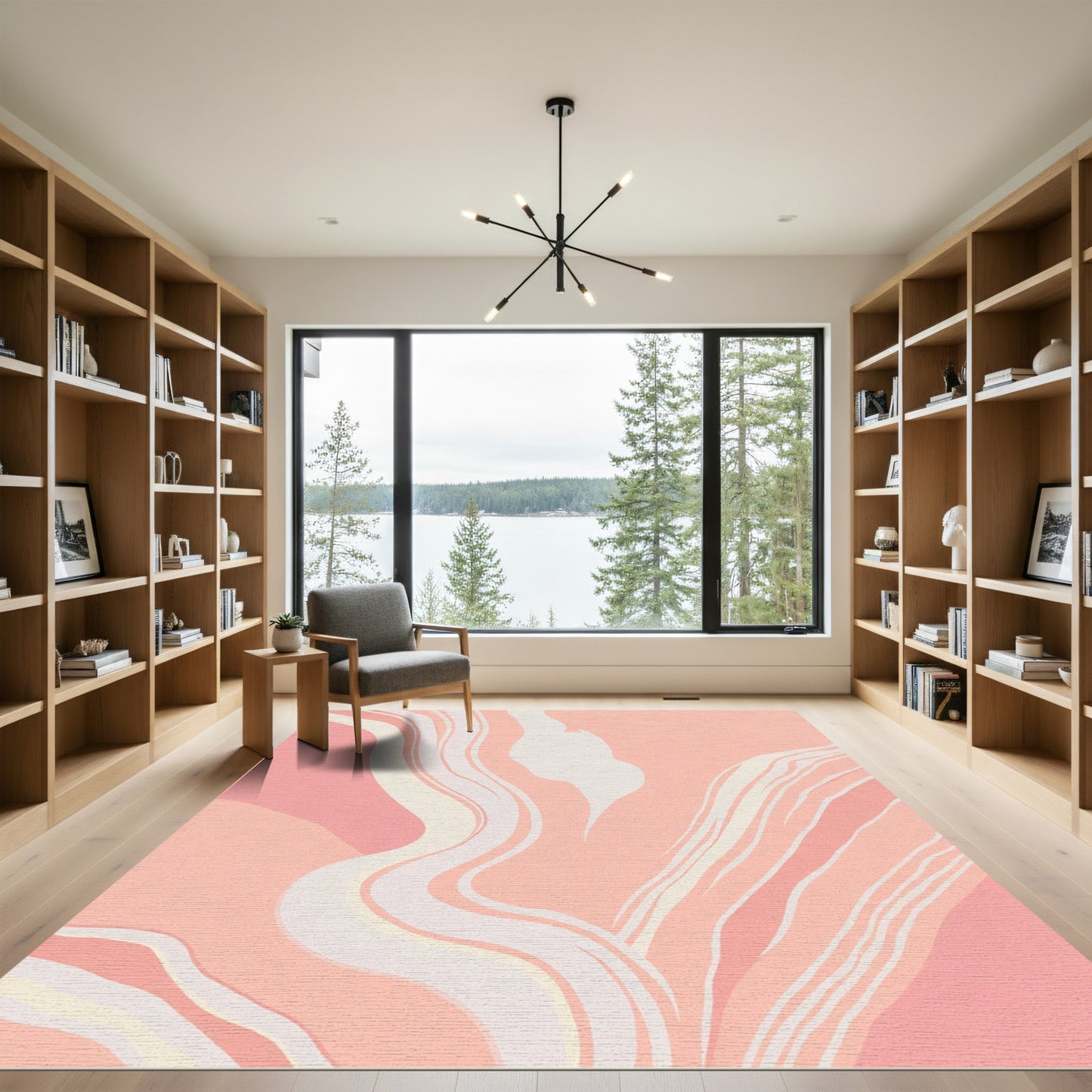 Soft Coral Abstract Flow Rug