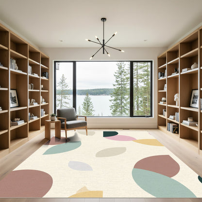 Retro Pastel Geometric Petal Collage Rug