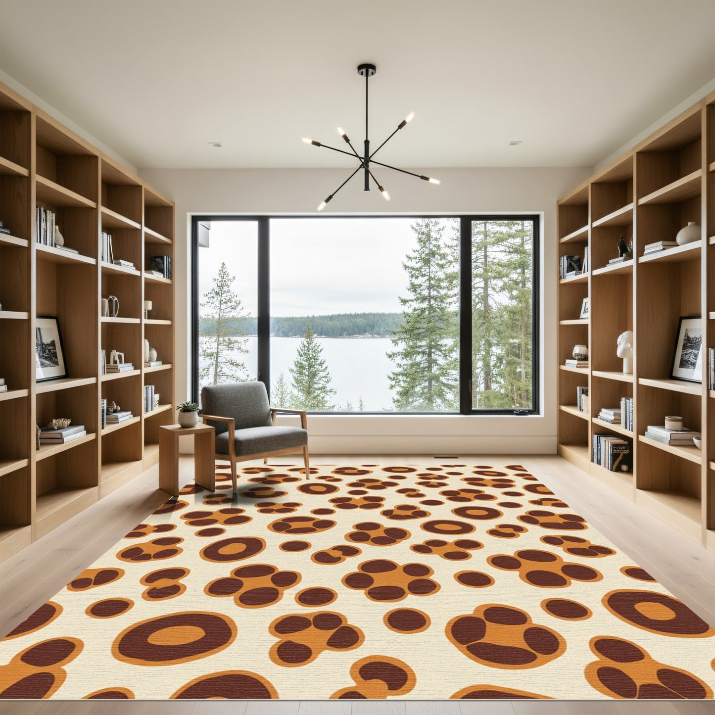 Brown and Cream Leopard Spots Rug