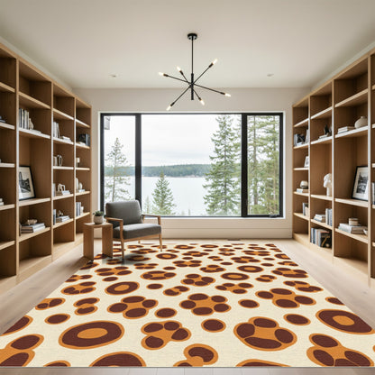 Brown and Cream Leopard Spots Rug
