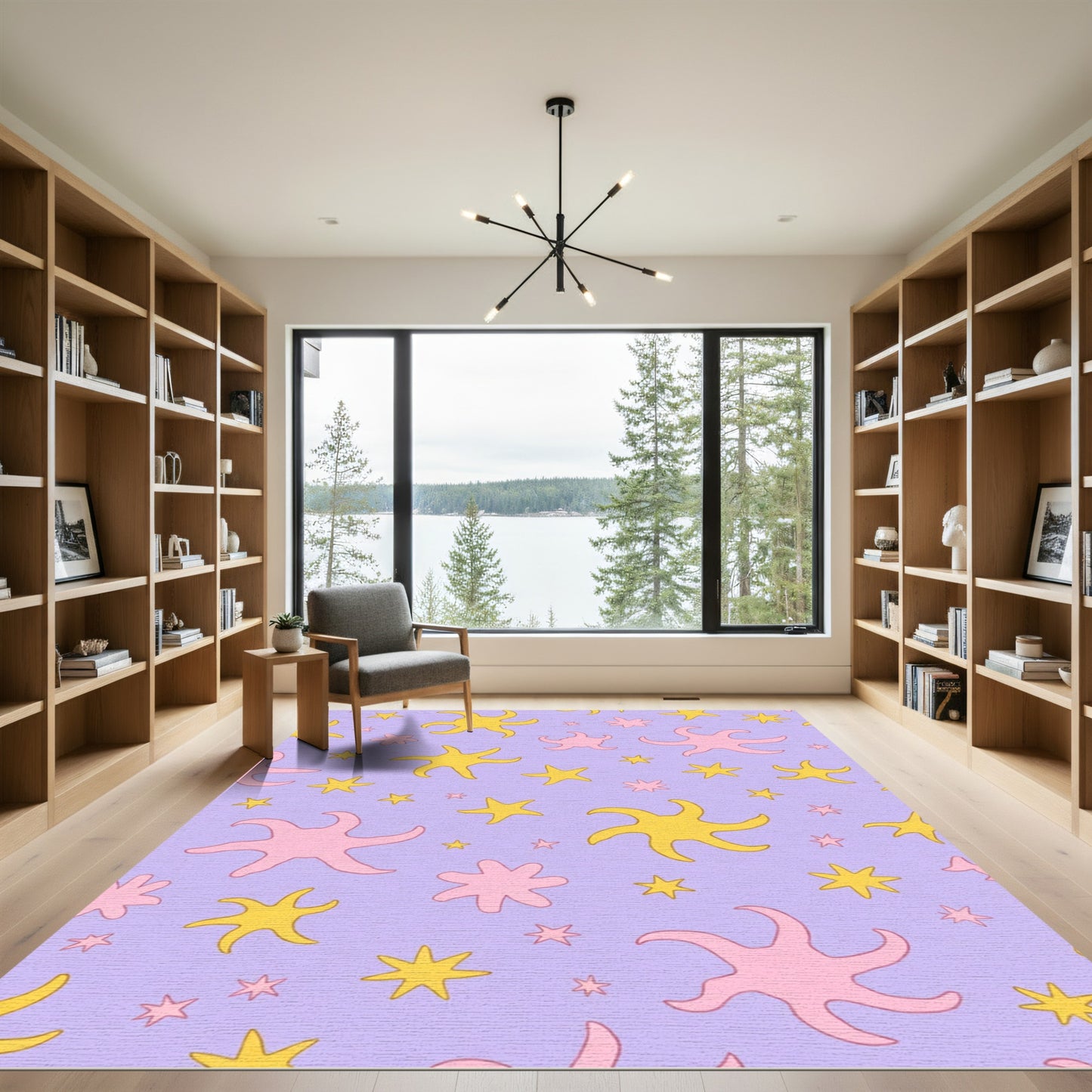 Pastel Purple Starburst Scatter Rug