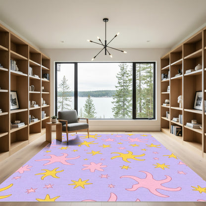 Pastel Purple Starburst Scatter Rug