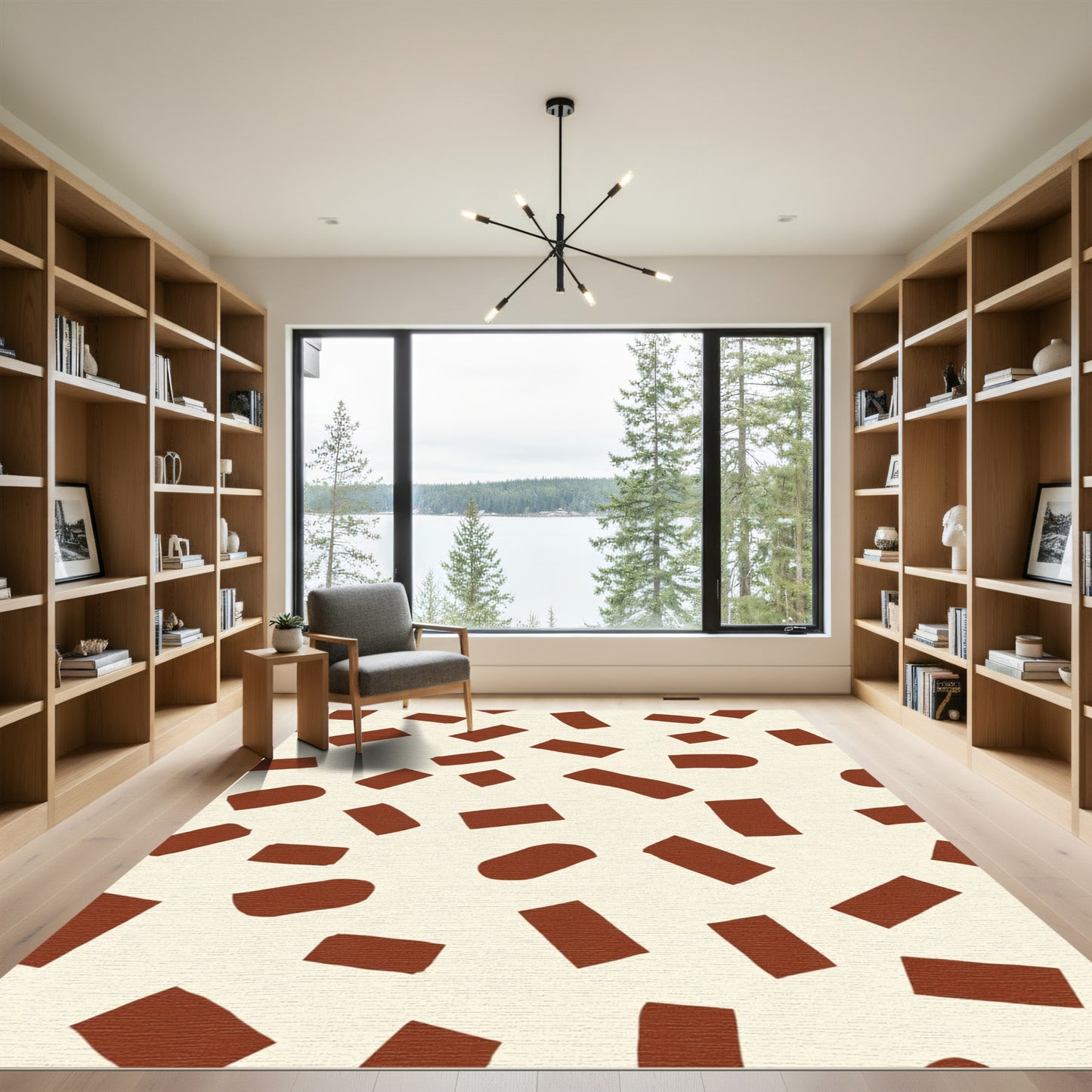 Abstract Terracotta Brick Scatter Rug