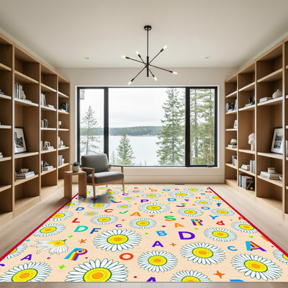 Whimsical Daisy Alphabet Cream Rug
