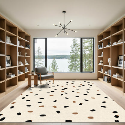 Speckled Black And Brown Abstract Shapes Rug