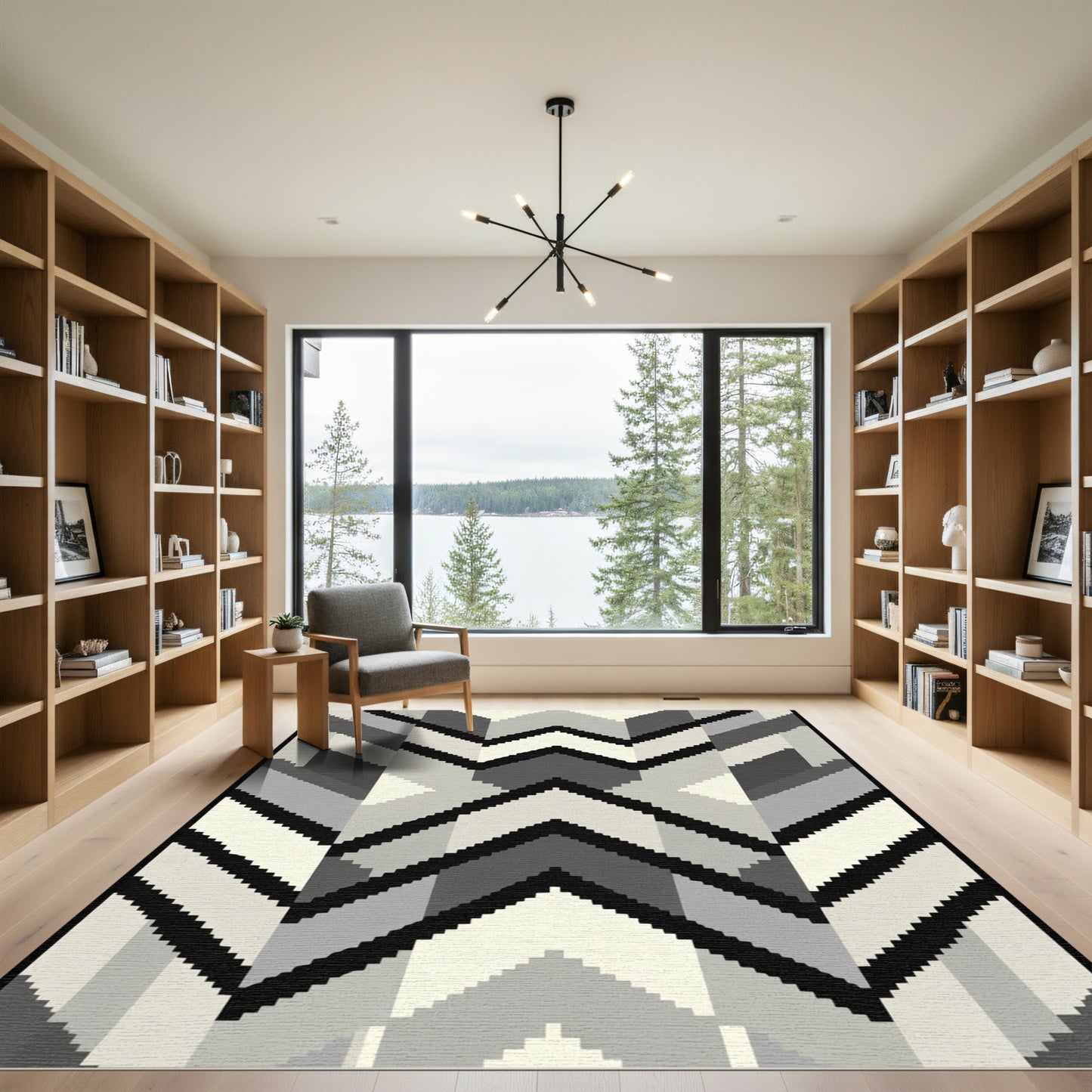 Modern Gray Chevron Staircase Rug